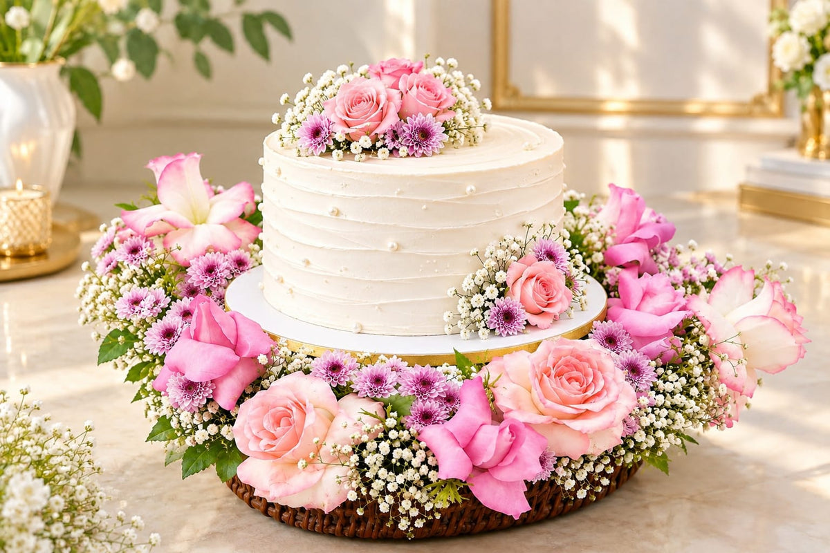 Floral Garden Cake Stand Arrangement