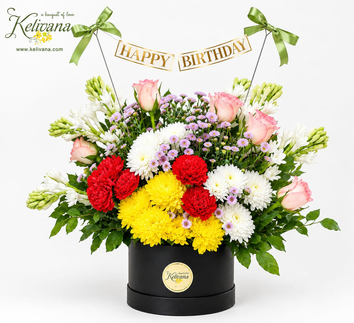 Happy Birthday Floral & Tuberose Box Arrangement