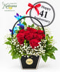 Happy 41st Anniversary Red Rose & Blue Orchid Box
