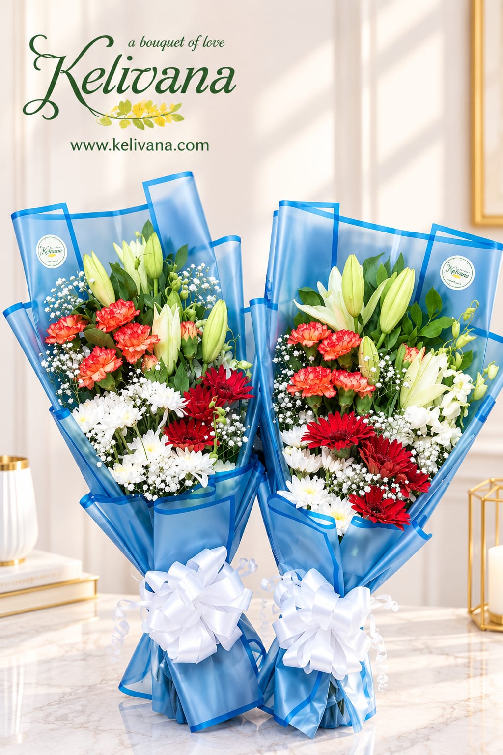 Blue Dream Vibrant Floral & Lily Bouquet