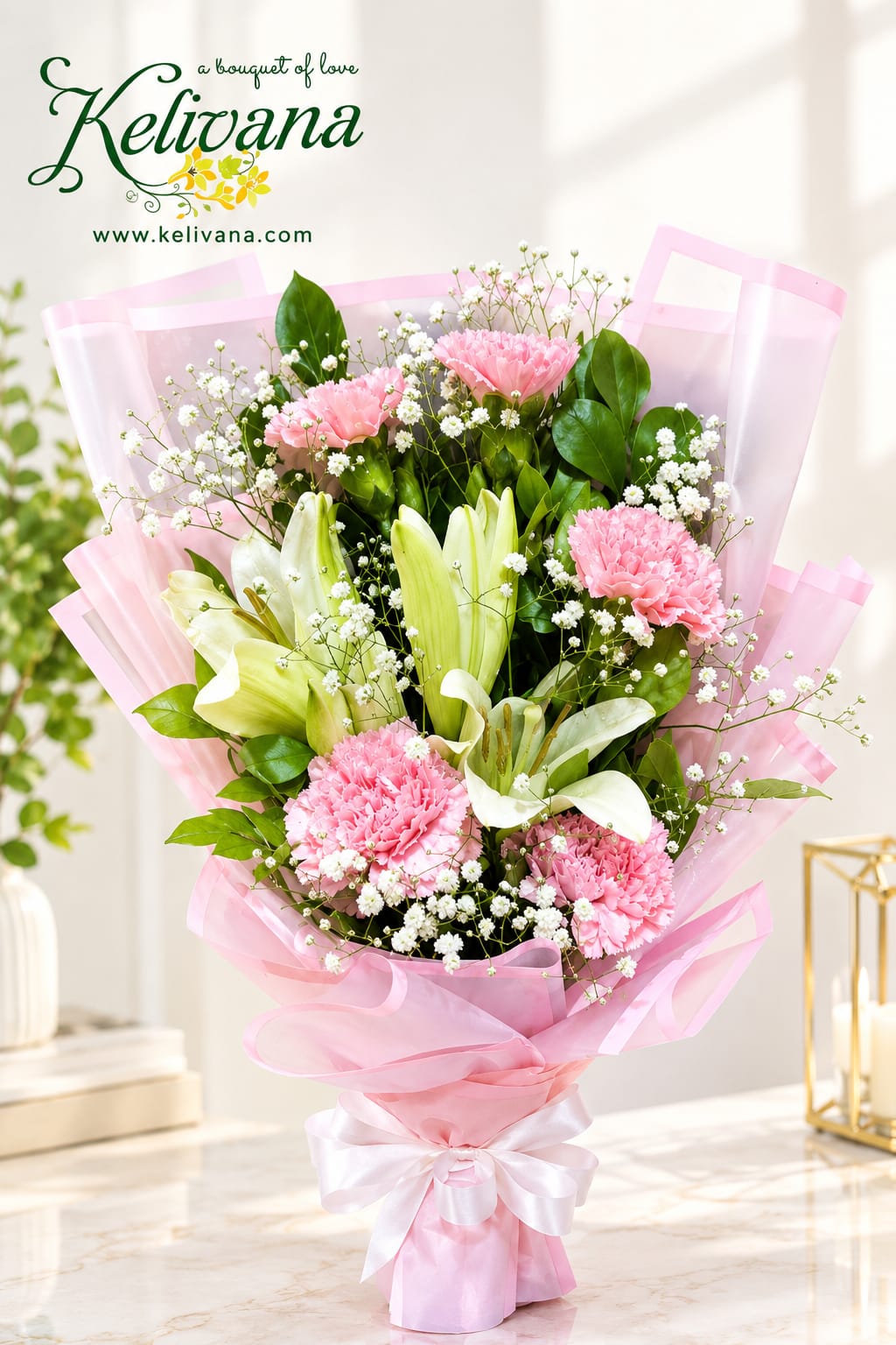 Pink Lily & Carnation Pastel Elegance Bouquet